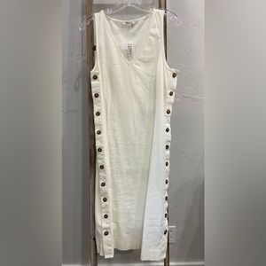 NWT Madewell linen/cotton side button midi dress, size M